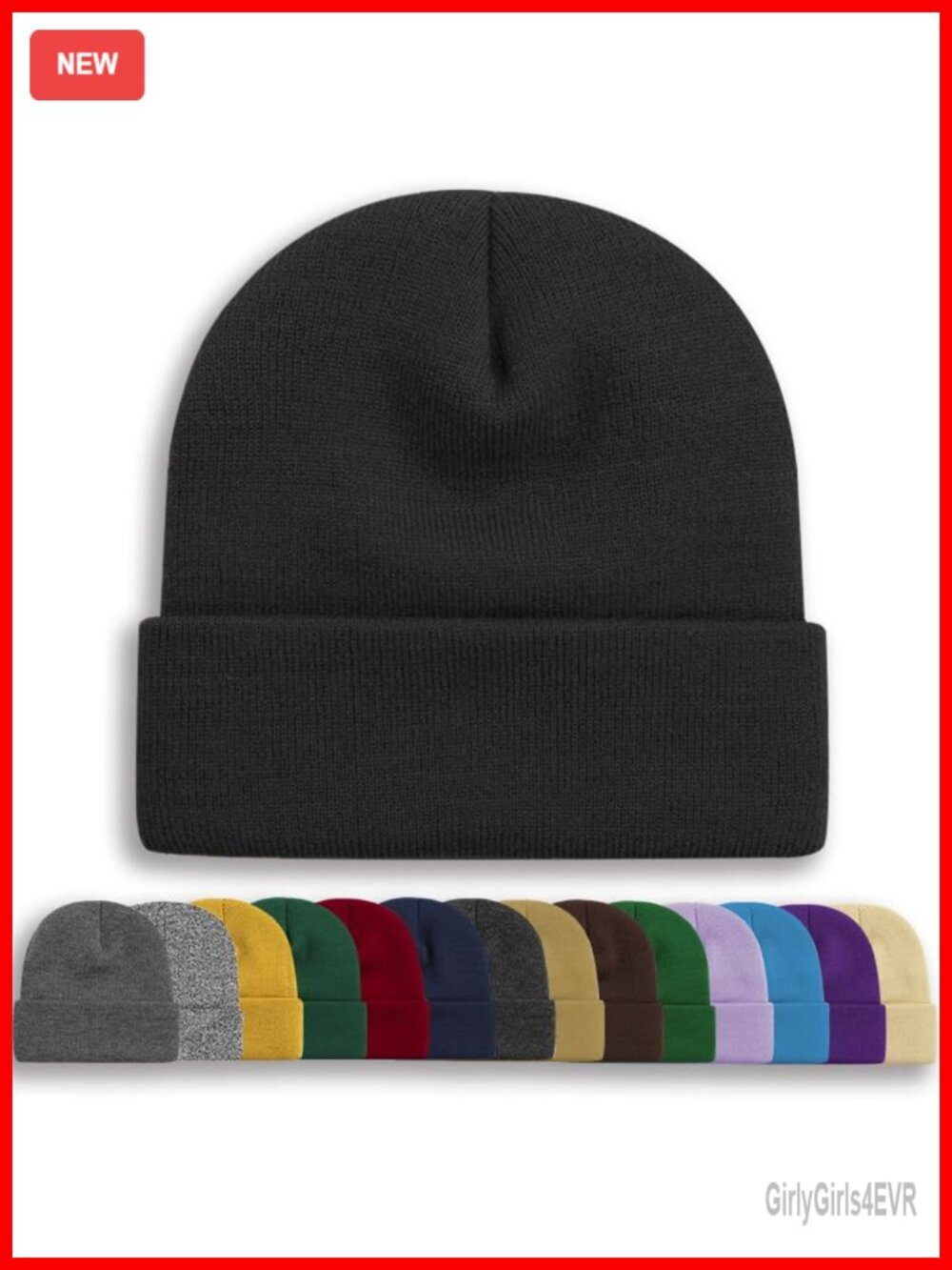 Acrylic Slouchy Cuffed Beanie Hat Winter Snow Ski Skull Cap